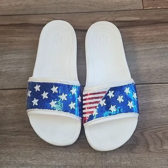 CROCS Shoes Crocs Sloane Slide Womenssize 8 Usa American Flag